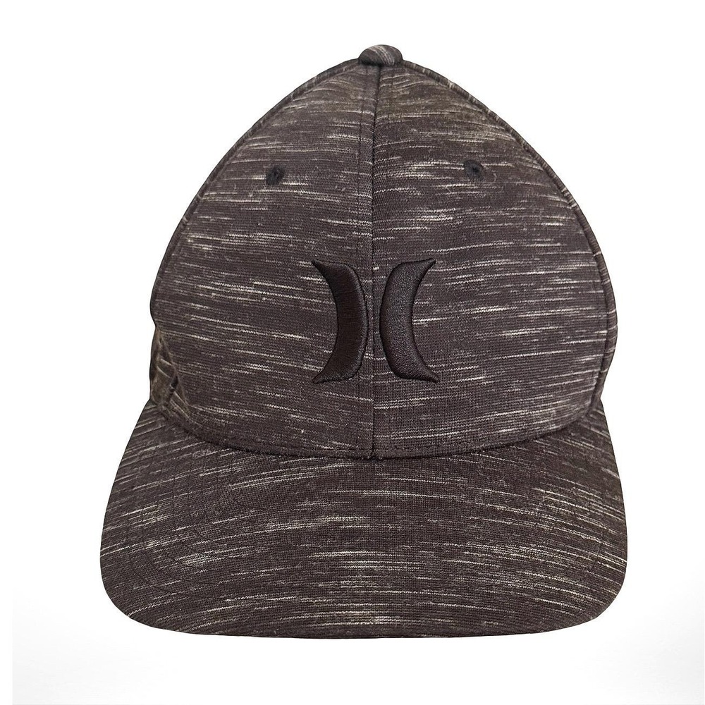 Hurley Flexfit Hat Mens L-XL Charcoal Grey Heather Space Dye Baseball Cap Logo